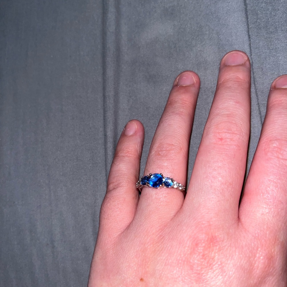 Beautiful lab created blue sapphire ring